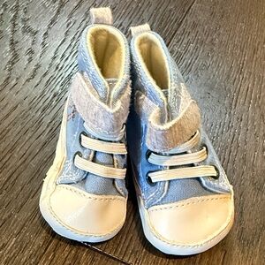 Child of Mine Blue and White Baby Booties